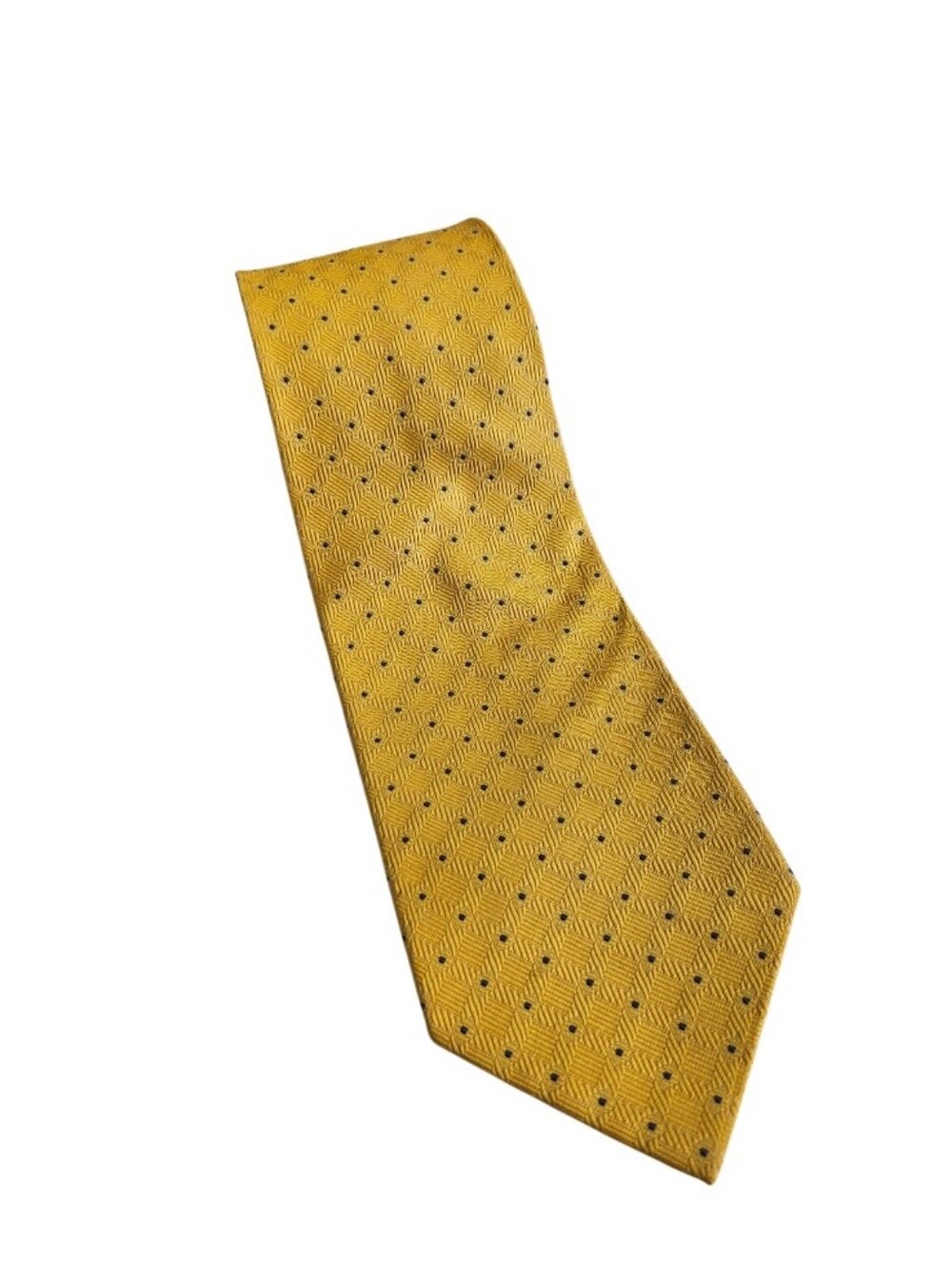 Yves Saint Laurent Mustard Yellow Dot-Pattern Silk Tie